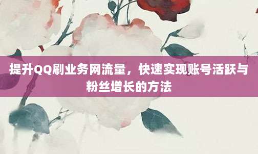 提升QQ刷业务网流量,快速实现账号活跃与粉丝增长的方法
