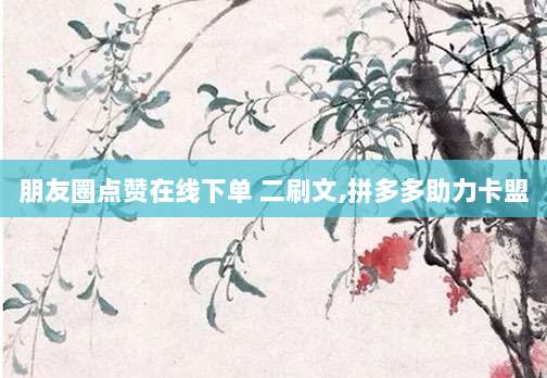 朋友圈点赞在线下单 二刷文,拼多多助力卡盟