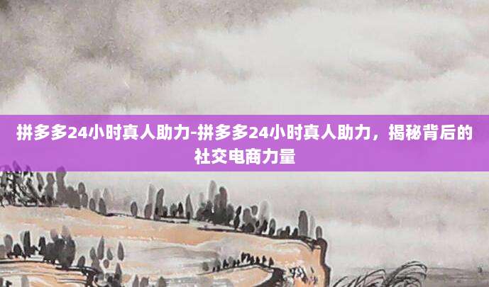 拼多多24小时真人助力-拼多多24小时真人助力，揭秘背后的社交电商力量
