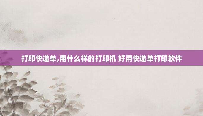 打印快递单,用什么样的打印机 好用快递单打印软件