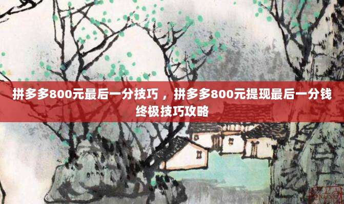 拼多多800元最后一分技巧 ，拼多多800元提现最后一分钱终极技巧攻略