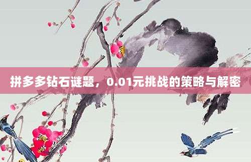 拼多多钻石谜题，0.01元挑战的策略与解密