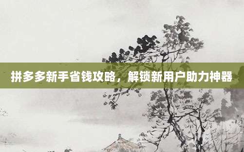 拼多多新手省钱攻略，解锁新用户助力神器