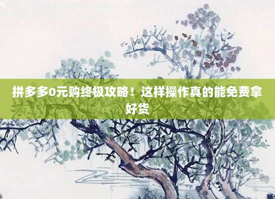 拼多多0元购终极攻略！这样操作真的能免费拿好货