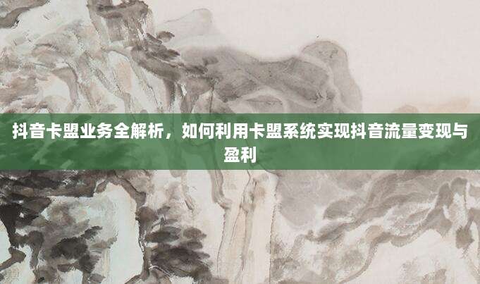 抖音卡盟业务全解析，如何利用卡盟系统实现抖音流量变现与盈利