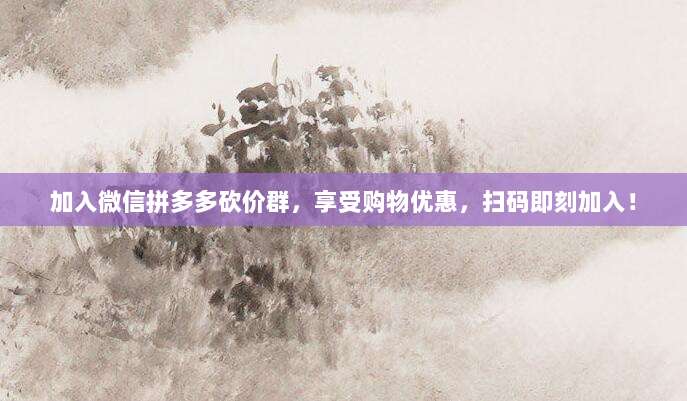 加入微信拼多多砍价群，享受购物优惠，扫码即刻加入！