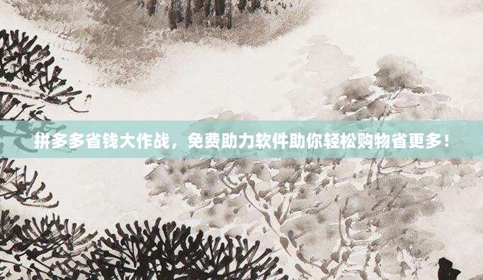 拼多多省钱大作战，免费助力软件助你轻松购物省更多！