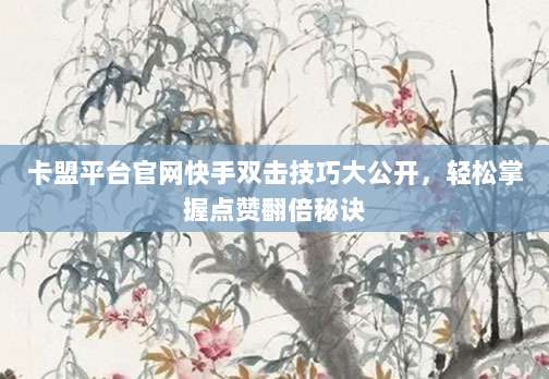 卡盟平台官网快手双击技巧大公开,轻松掌握点赞翻倍秘诀