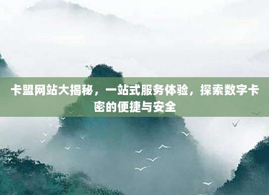 卡盟网站大揭秘，一站式服务体验，探索数字卡密的便捷与安全