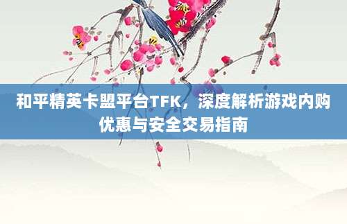 和平精英卡盟平台TFK，深度解析游戏内购优惠与安全交易指南