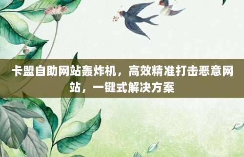 卡盟自助网站轰炸机，高效精准打击恶意网站，一键式解决方案