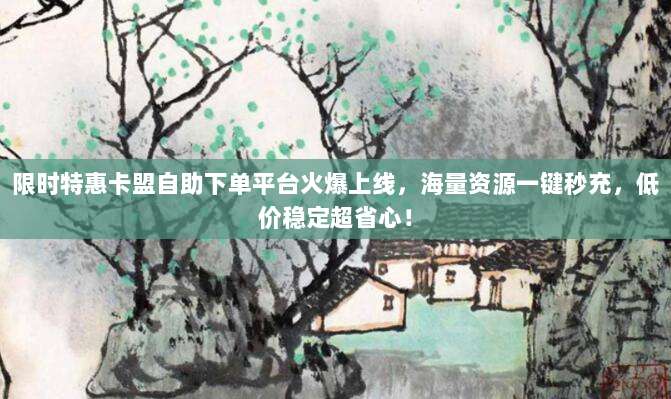 限时特惠卡盟自助下单平台火爆上线,海量资源一键秒充,低价稳定超省心!