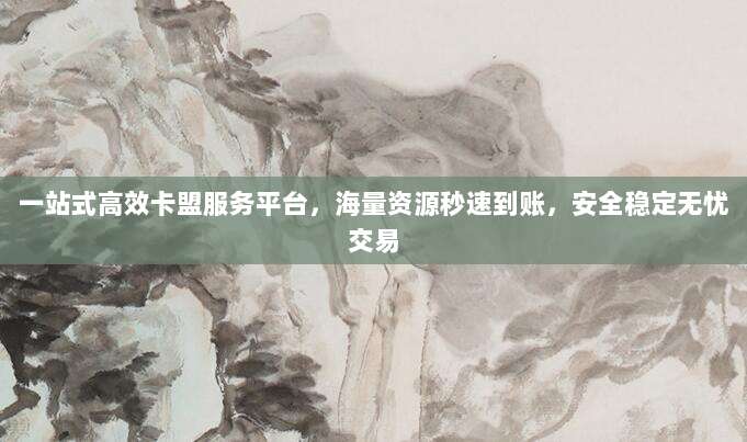 一站式高效卡盟服务平台，海量资源秒速到账，安全稳定无忧交易