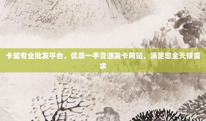 卡盟专业批发平台，优质一手货源发卡网站，满足您全天候需求