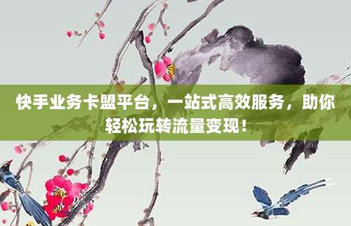 快手业务卡盟平台，一站式高效服务，助你轻松玩转流量变现！