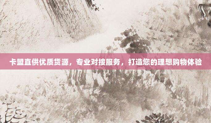 卡盟直供优质货源，专业对接服务，打造您的理想购物体验
