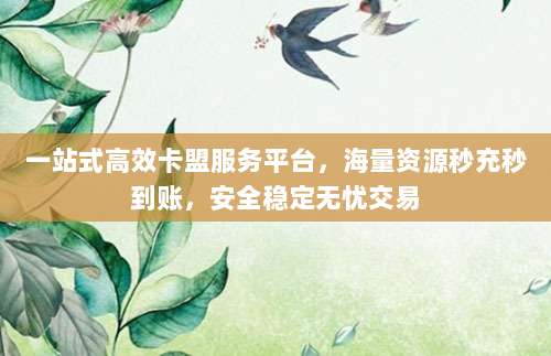 一站式高效卡盟服务平台，海量资源秒充秒到账，安全稳定无忧交易