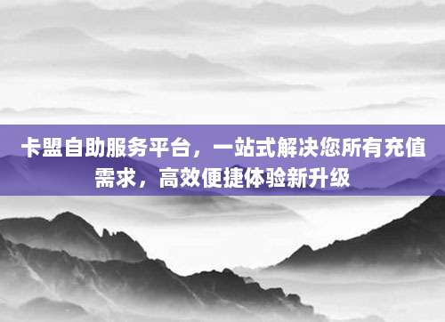 卡盟自助服务平台，一站式解决您所有充值需求，高效便捷体验新升级