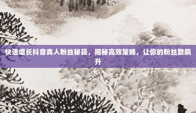 快速增长抖音真人粉丝秘籍，揭秘高效策略，让你的粉丝数飙升