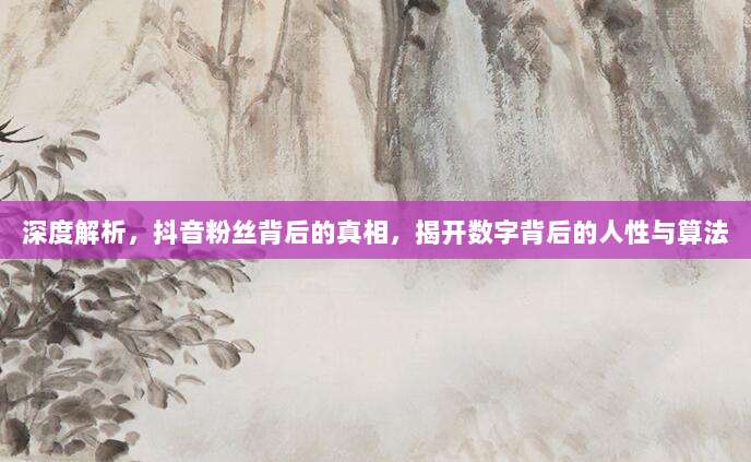 深度解析，抖音粉丝背后的真相，揭开数字背后的人性与算法