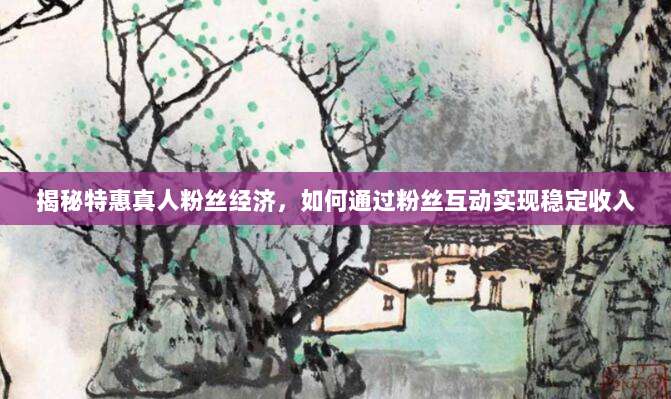 揭秘特惠真人粉丝经济，如何通过粉丝互动实现稳定收入