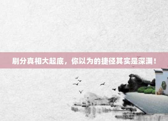 刷分真相大起底，你以为的捷径其实是深渊！
