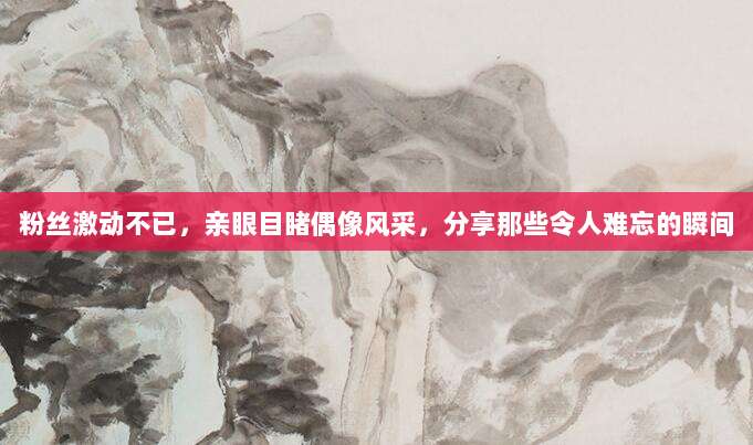 粉丝激动不已,亲眼目睹偶像风采,分享那些令人难忘的瞬间