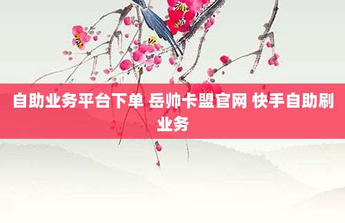 自助业务平台下单 岳帅卡盟官网 快手自助刷业务