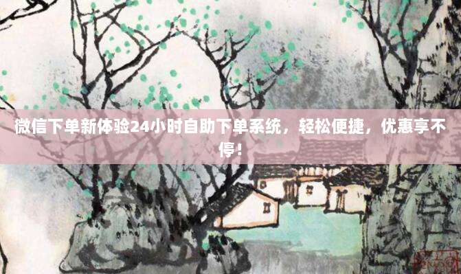 微信下单新体验24小时自助下单系统，轻松便捷，优惠享不停！