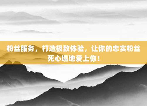 粉丝服务，打造极致体验，让你的忠实粉丝死心塌地爱上你！