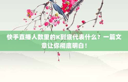 快手直播人数里的K到底代表什么？一篇文章让你彻底明白！