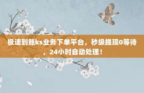 极速到账ks业务下单平台，秒级提现0等待，24小时自动处理！