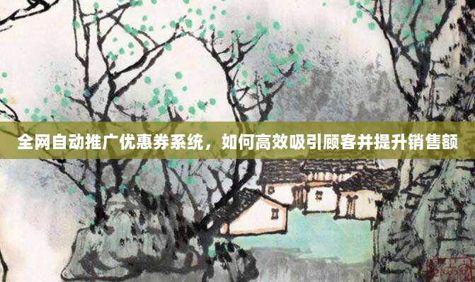 全网自动推广优惠券系统，如何高效吸引顾客并提升销售额