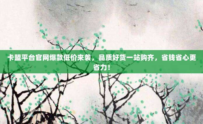 卡盟平台官网爆款低价来袭，品质好货一站购齐，省钱省心更省力！