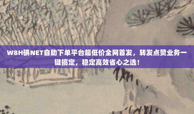 W8H碘NET自助下单平台超低价全网首发,转发点赞业务一键搞定,稳定高效省心之选!