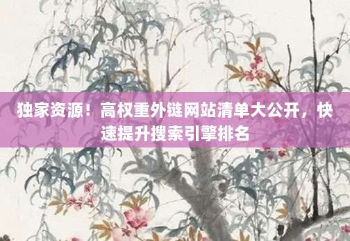 独家资源！高权重外链网站清单大公开，快速提升搜索引擎排名