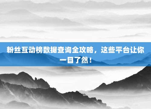 粉丝互动榜数据查询全攻略,这些平台让你一目了然!
