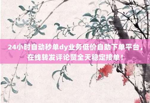 24小时自动秒单dy业务低价自助下单平台，在线转发评论赞全天稳定接单！