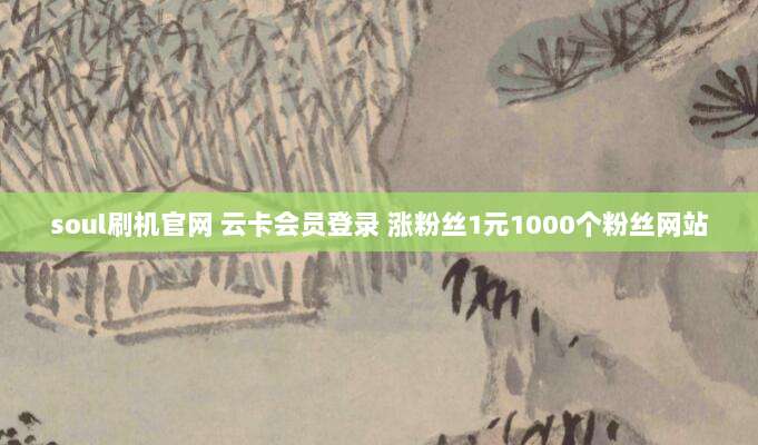 soul刷机官网 云卡会员登录 涨粉丝1元1000个粉丝网站