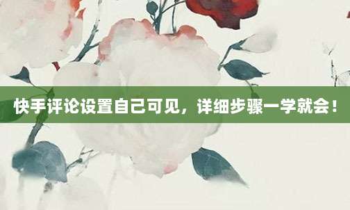 快手评论设置自己可见，详细步骤一学就会！