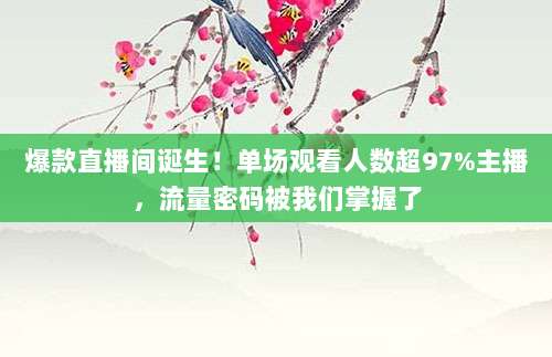 爆款直播间诞生！单场观看人数超97%主播，流量密码被我们掌握了