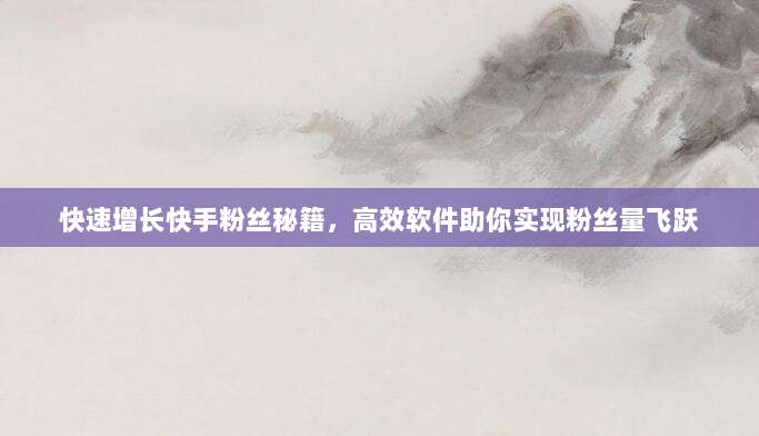 快速增长快手粉丝秘籍，高效软件助你实现粉丝量飞跃