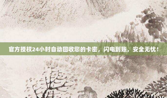 官方授权24小时自动回收您的卡密，闪电到账，安全无忧！