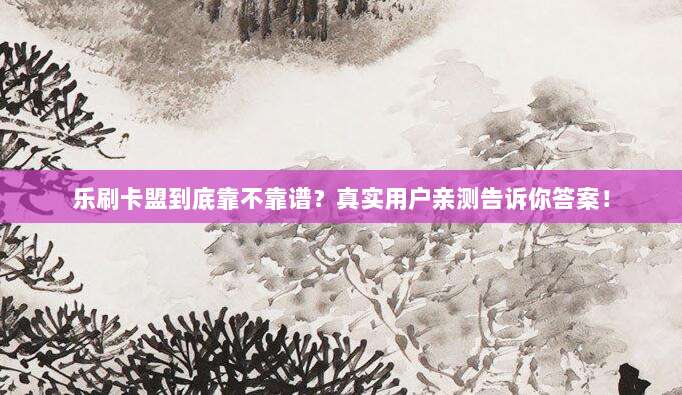 乐刷卡盟到底靠不靠谱？真实用户亲测告诉你答案！