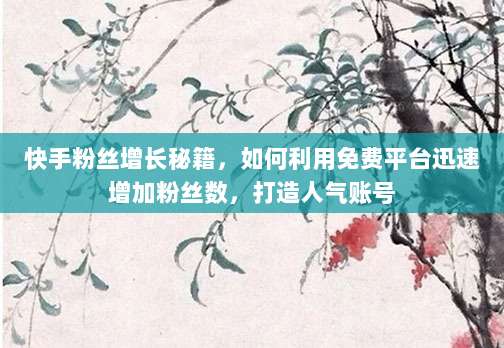 快手粉丝增长秘籍，如何利用免费平台迅速增加粉丝数，打造人气账号