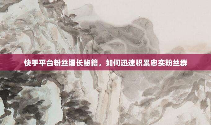 快手平台粉丝增长秘籍，如何迅速积累忠实粉丝群