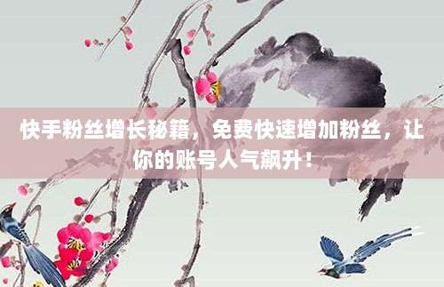 快手粉丝增长秘籍，免费快速增加粉丝，让你的账号人气飙升！