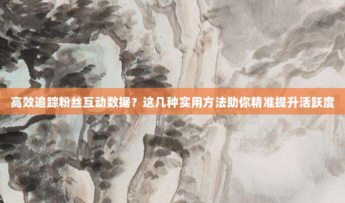 高效追踪粉丝互动数据？这几种实用方法助你精准提升活跃度