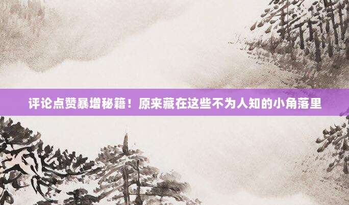 评论点赞暴增秘籍！原来藏在这些不为人知的小角落里