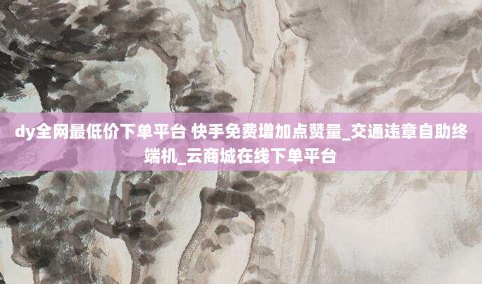 dy全网最低价下单平台 快手免费增加点赞量_交通违章自助终端机_云商城在线下单平台